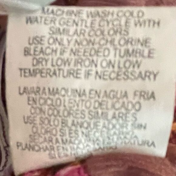 Lily White Floral 3/4 Sleeve Front Knot Blouse Wine With Yellow Pink Flowers Lrg - Picture 8 of 11